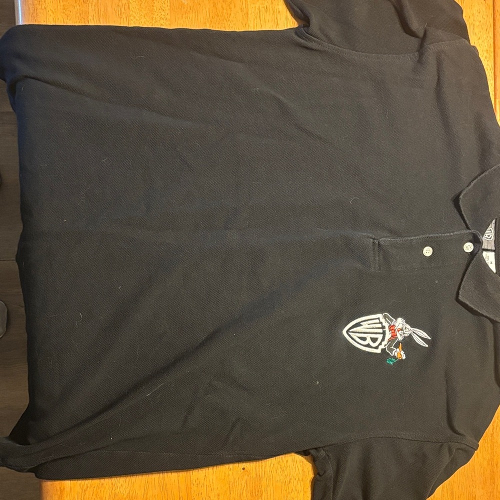 Warner Bros. Black Polo with Embroidered Bugs Bunny Crest